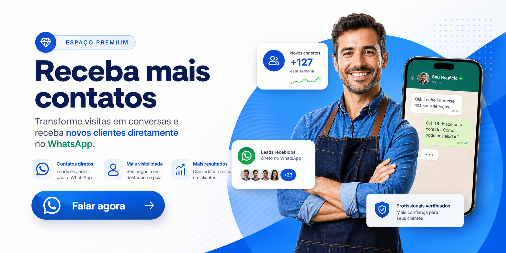 Banner premium Receba mais contatos